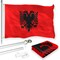 G128 Combo Pack: 6 Feet Tangle Free Spinning Flagpole (Silver) Albania Flag 3x5 ft Printed 150D Brass Grommets (Flag Included) Aluminum Flag Pole